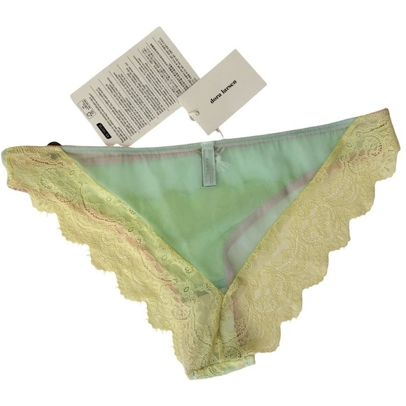 NWT DORA LARSEN Emilie Lace Bralette Low Rise Panty Knicker Set Bright Yellow - Picture 9 of 16